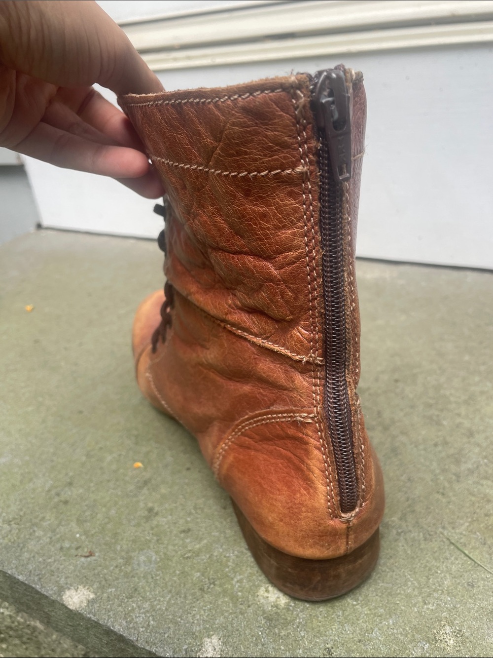 Steve Madden Cognac Brown Leather Lace-Up Ankle Boots - Picture 5 of 16